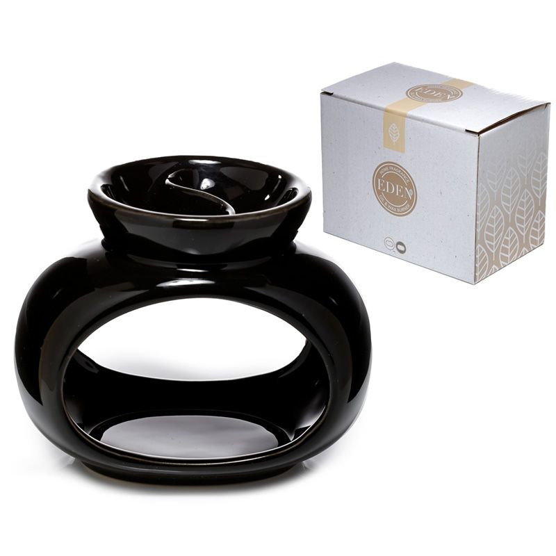 Eden black ceramic oval oil & wax burner